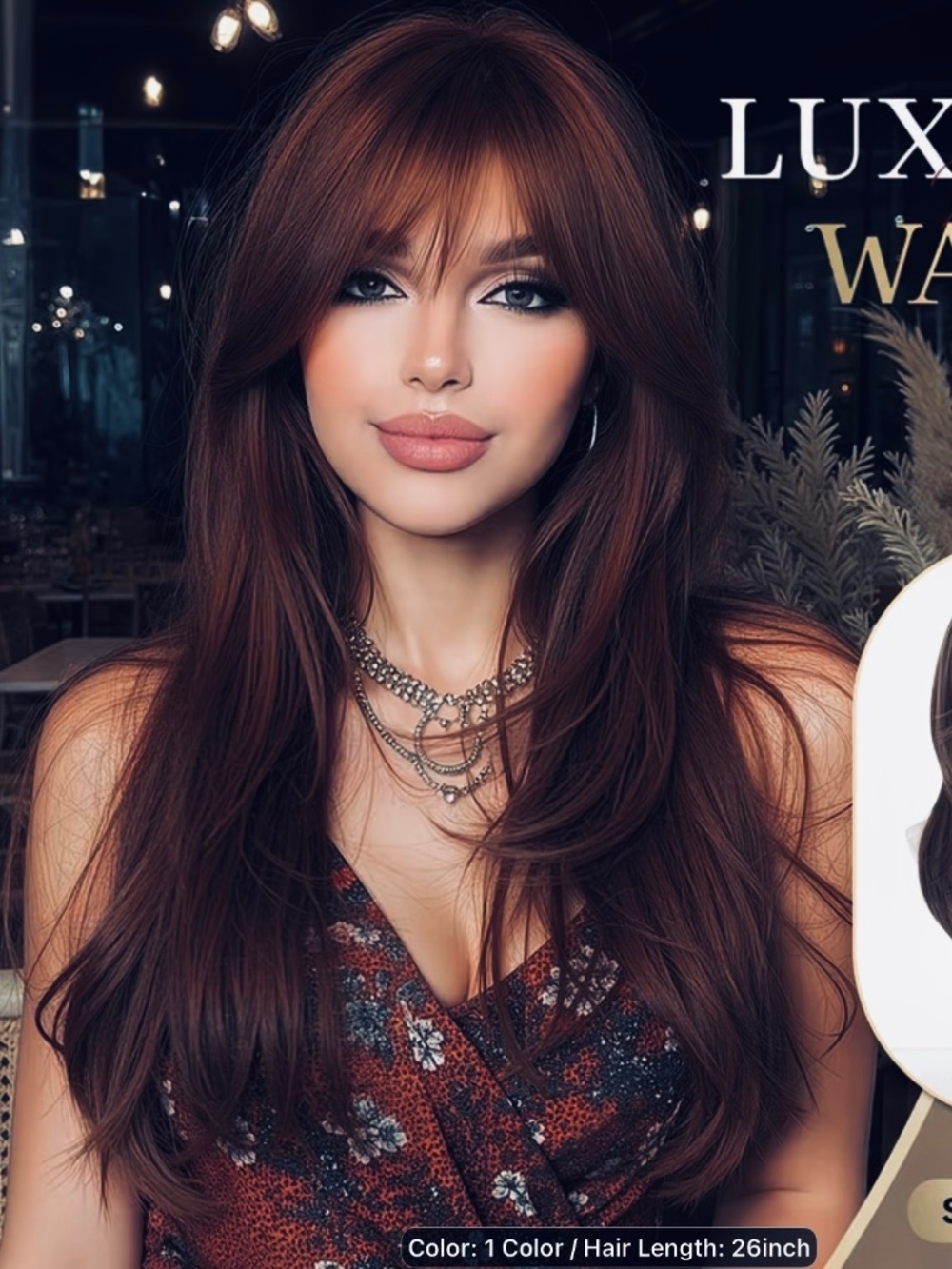 Women' European/American Style Synthetic Wig Suitable for Skin Tones - Auburn